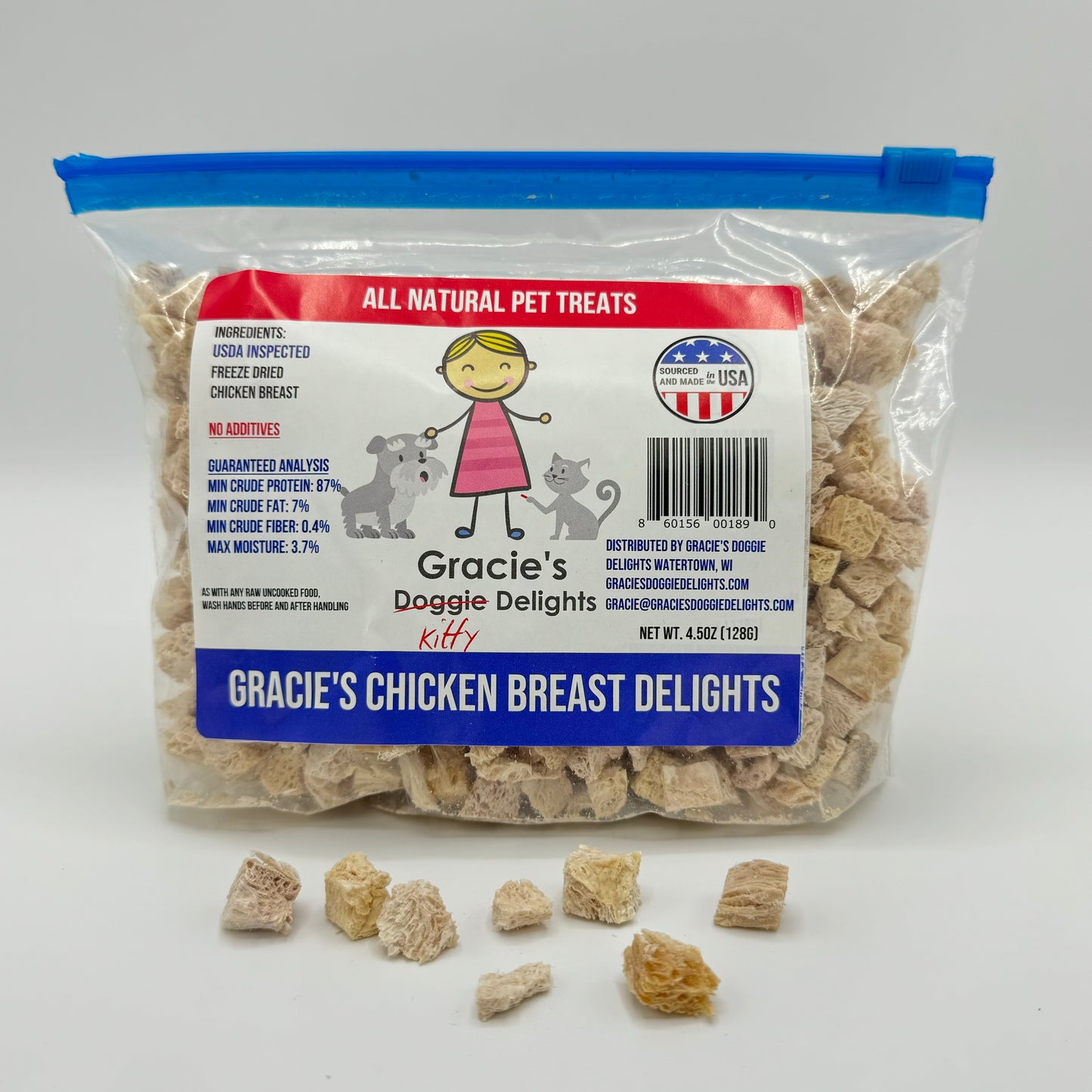 Gracie's Kitty Delights Chicken Breast freeze dried single ingredient cat treat