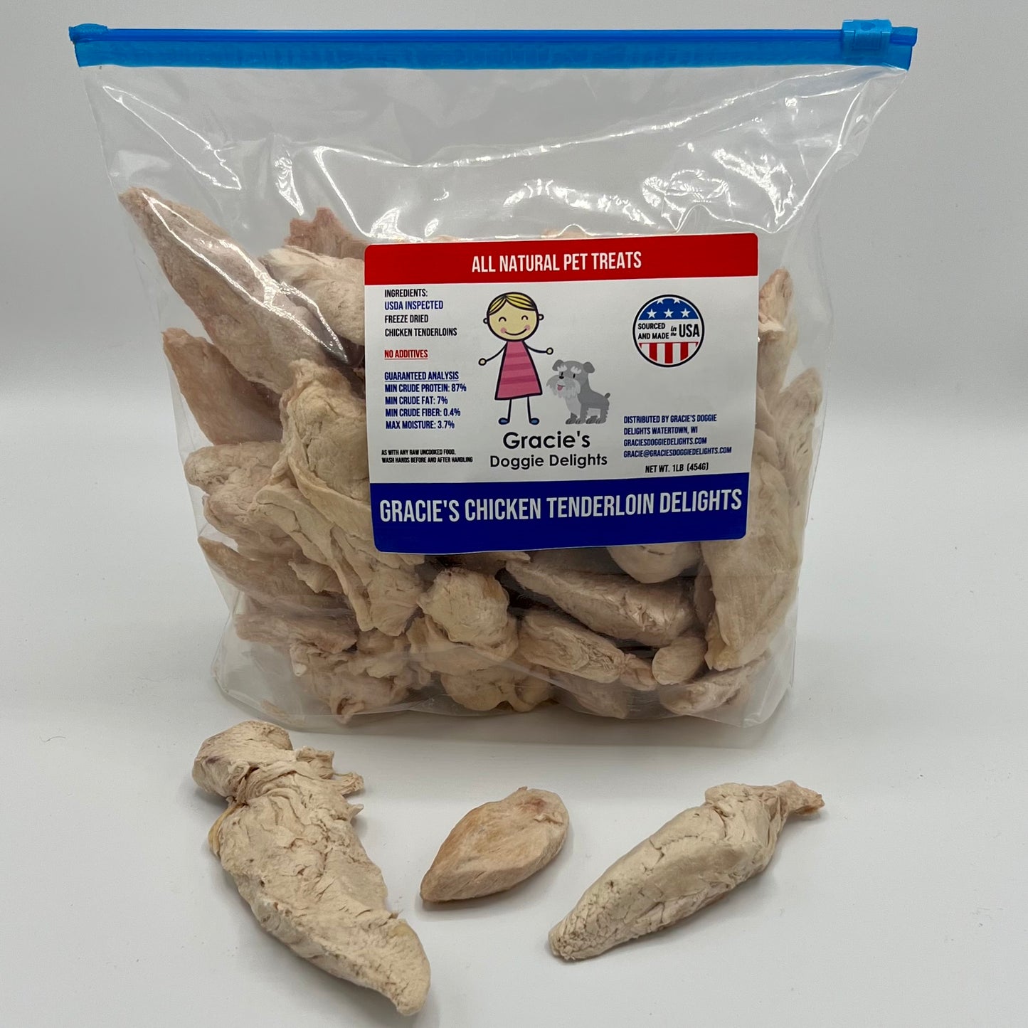 Gracie's Chicken Tenderloin Delights freeze dried single ingredient dog treat