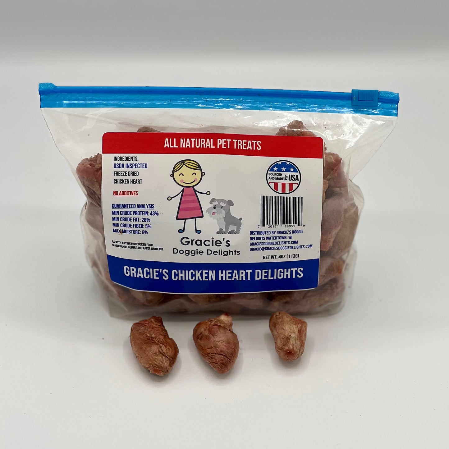 Freeze dried dog treat chicken heart delights all natural