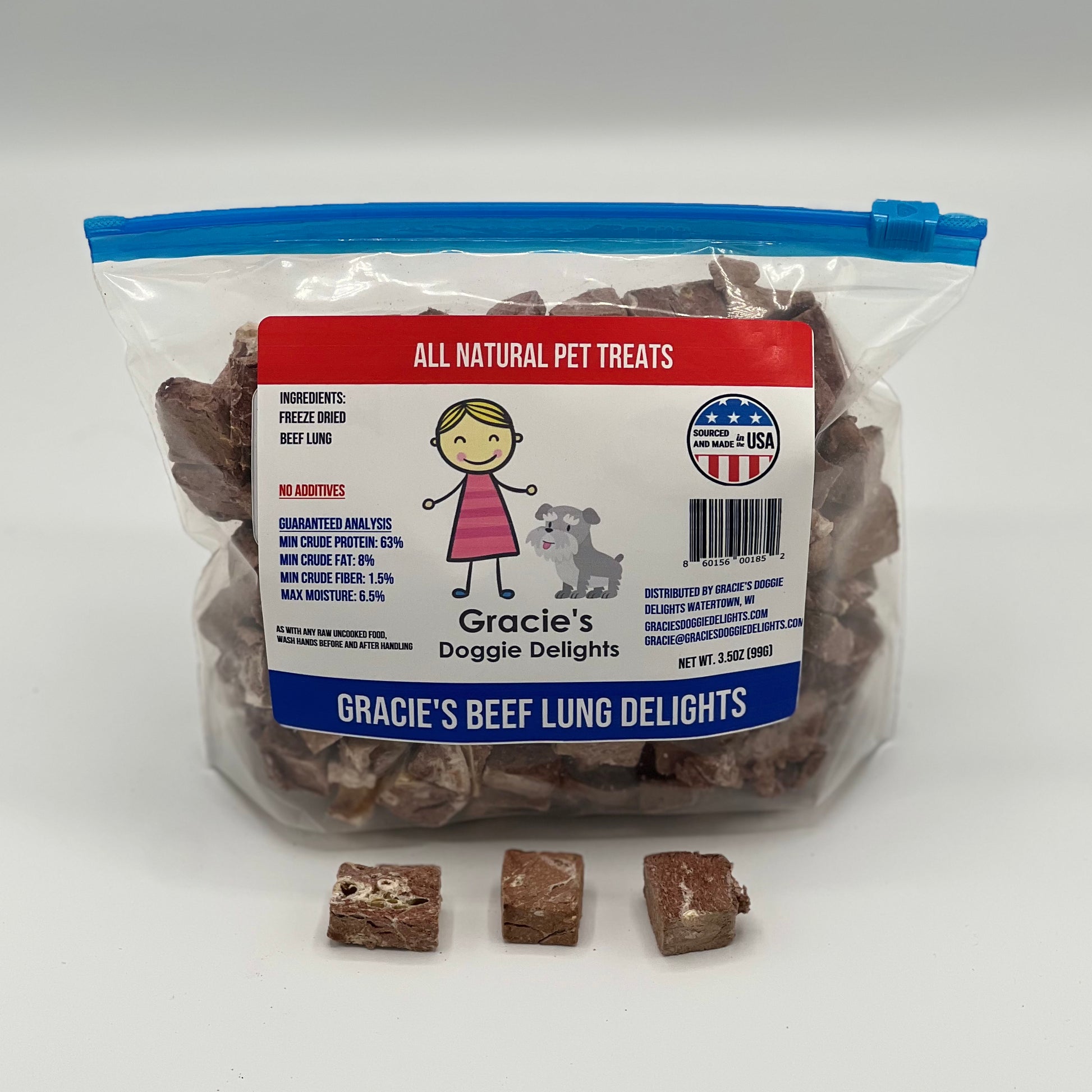 Gracie's Beef Lung Delights 3.5oz bag